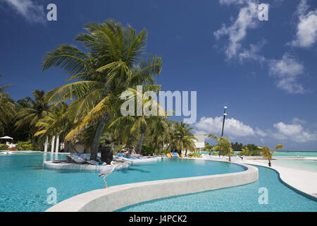 Pool von den Malediven Insel Kandooma, den Malediven, im Süden Male-Atoll Stockfoto