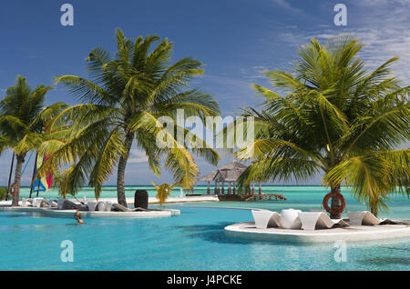 Pool von den Malediven Insel Kandooma, den Malediven, im Süden Male-Atoll Stockfoto