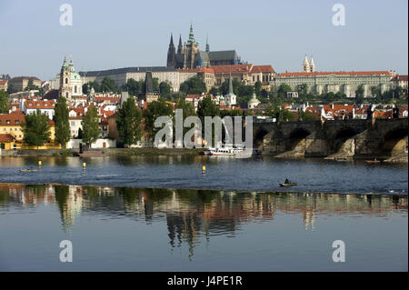 Tschechische Republik, Tschechien, Prag, Karl Brücke, Moldawien, Pragerburg, Stockfoto