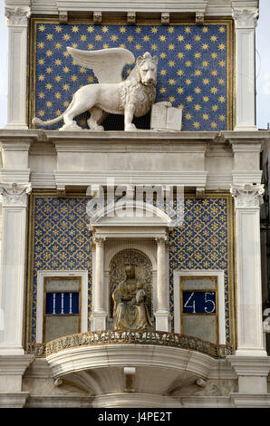 Italien, Veneto, Venedig, Piazza San Marco, Uhrturm, Stockfoto