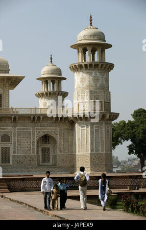 Uttar Pradesh, Indien, Agra, Itimad-Ud-Daulah Mausoleum, Stockfoto