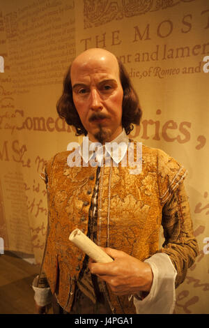 Großbritannien, England, London, Madame Tussaud, Wachs Charakters Kabinett, William Shakespeare, halbe Porträt, Stockfoto