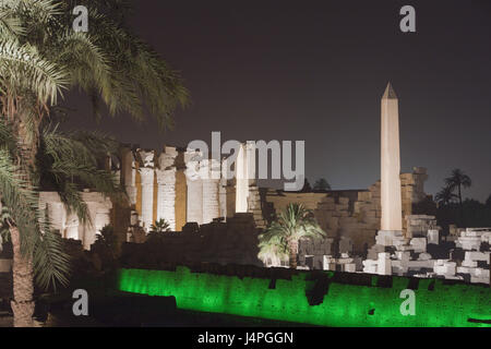 Karnak-Tempel, Ton und Licht-Show, Abend, Luxor, Ägypten, Stockfoto