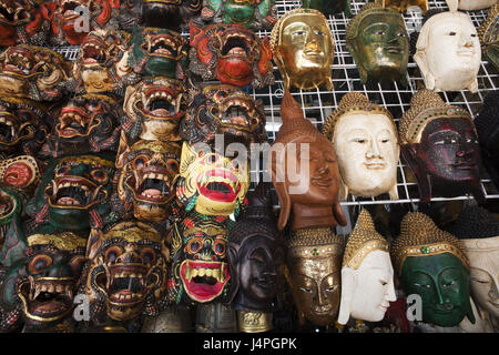 Thailand, Chiang Mai, Souvenir, Masken, Dämonen, Buddhas, Doi Suthep Stockfoto