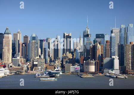 USA, New York City, Midtown, Manhattan, Skyline, Hudson River, Stockfoto
