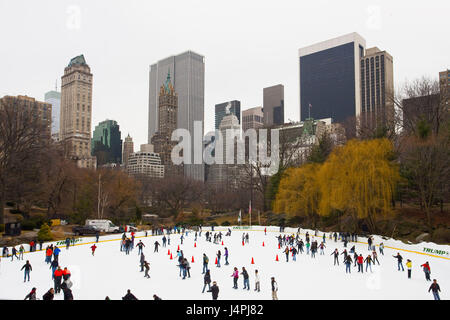 Der USA, in New York, Central Park, des Meereises, Eis-Skater, Stockfoto