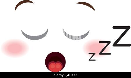 schlafend Flächenstil Emoticon kawaii Stock Vektor