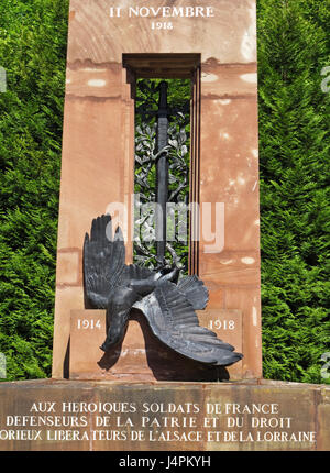 1914-191, Denkmal für die heroischen Soldaten von Frankreich, Verteidiger des Vaterlandes und der Gerechtigkeit, glorreiche Befreier von Alsace-Lorraine, Frankreich Stockfoto