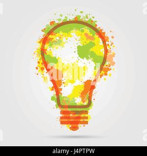Tolle neue Idee Konzept - Birne mit Hand zeichnen Aquarell Vektorelemente. Stock Vektor
