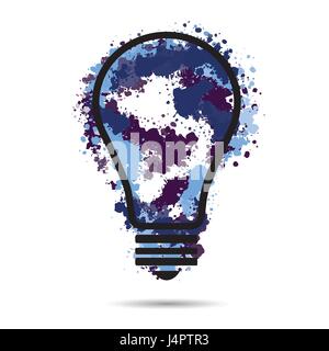 Tolle neue Idee Konzept - Birne mit Hand zeichnen Aquarell Vektorelemente. Stock Vektor