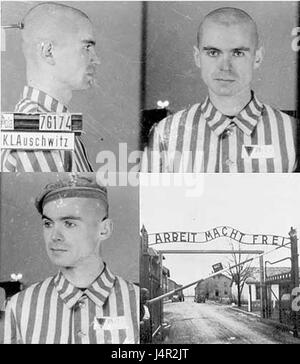 Witold Zacharewicz, ein bemerkenswertes Individuum, fotografiert im Konzentrationslager Auschwitz während des Zweiten Weltkriegs Auschwitz ist bekannt für seine Rolle im Holocaust als NS-Vernichtungs- und Arbeitslager. Stockfoto