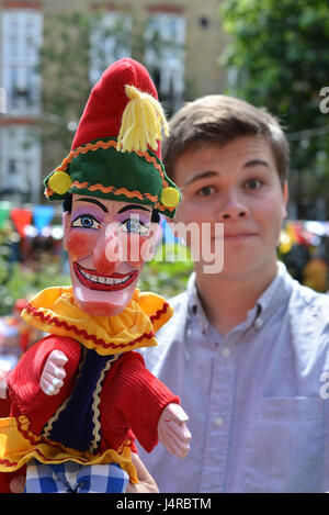 Covent Garden, London, UK. 14. Mai 2017. Das jährliche Covent Garden können Fayre und Puppentheater-Festival feiert Herr Punch. Bildnachweis: Matthew Chattle/Alamy Live-Nachrichten Stockfoto