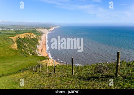 Bridport, Dorset, UK. 14. Mai 2017. Großbritannien Wetter.   Blickrichtung Ost West Bay von der Klippe von Thorncombe Leuchtfeuer über Eype in der Nähe von Bridport in Dorset an einem warmy sonnigen Nachmittag.  Bildnachweis: Graham Hunt/Alamy Live-Nachrichten Stockfoto