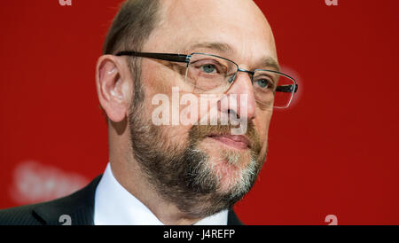 Berlin, Deutschland. 14. Mai 2017. SPD-Chef Martin Schulz anlässlich der SPD für die Wahl in der Parteizentrale in Berlin, Deutschland, 14. Mai 2017. Foto: Bernd von Jutrczenka/Dpa/Alamy Live News Stockfoto