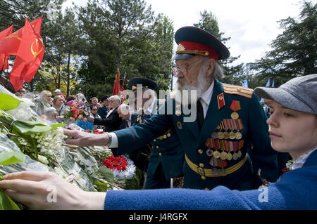 Felge im Tag des Sieges am 9. Mai in Simferopol, keine Modellfreigabe absetzen, Stockfoto