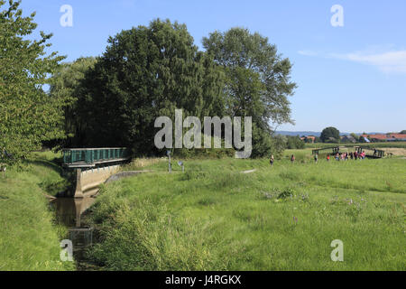 Deutschland, Melle, Bach, Hase, Hase Tal, Else, Hunte, Naturschutzgebiet der nördlichen Teutoburger Wald, Wiehengebirge, Osning, Osnabrücker Land, Niedersachsen, Deutschland, Melle-Gesmold, Bifurkation in Gesmold, Flussmittel Bifurkation Stockfoto