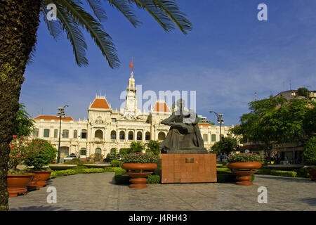 Vietnam, Ho-Chi-Minh-Stadt, Rathaus, Statue, Stockfoto