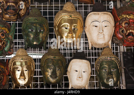 Thailand, Chiang Mai, Souvenir, Masken, Dämonen, Buddhas, Doi Suthep Stockfoto