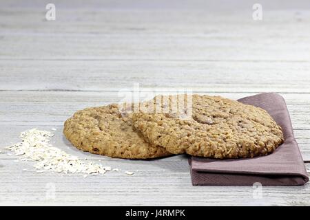 Hafer-Kekse auf hölzernen Hintergrund Stockfoto