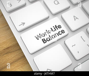 Work-Life Balance - Nachricht auf die Schaltfläche weiße Tastatur. 3D. Stockfoto