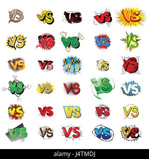 Vektor-Illustration versus Kampf gesetzt, Comic Stil Briefgestaltung. Stock Vektor