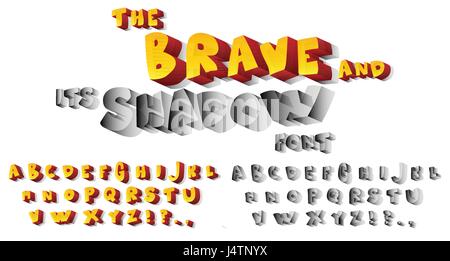 Die mutigen und seine Schatten-Font - Vektor Abstractband Comic cartoon Stil Alphabet. Stock Vektor