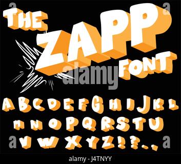 Die Zapp-Schriftart - Vektor Abstractband Comic, Cartoon Stil Alphabet. Stock Vektor