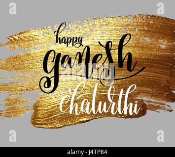 glücklich Ganesh Chaturthi hand Schriftzug Stock Vektor