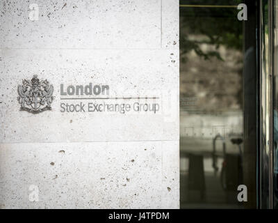 Eingang an der London Stock Exchange Büros in London Stockfoto