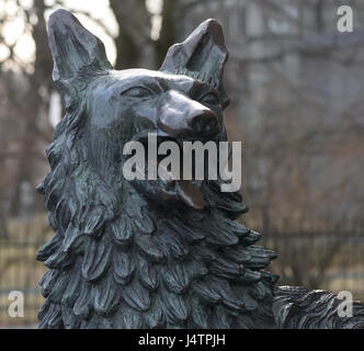 Bronze Skulptur eines männlichen Wolf außerhalb der Trondheim Kunstmuseum Kunstmuseum. Trondheim, Sør-Trøndelag, Norwegen. Stockfoto