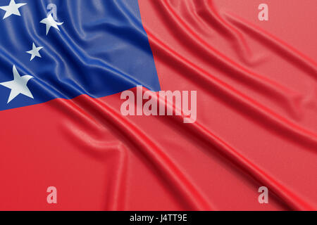 Samoa-Flagge. Wellige hoch detaillierte Stoff. Abbildung 3D-Rendering Stockfoto