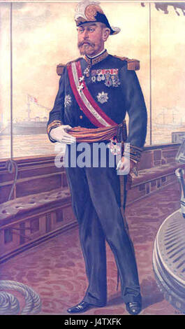 Dies bezieht sich auf eine Illustration oder Karikatur von Vizeadmiral Caillard, die am 20. Juli 1905 im Vanity Fair Magazin veröffentlicht wurde. Vanity Fair war bekannt für seine satirischen Darstellungen prominenter Persönlichkeiten. Stockfoto