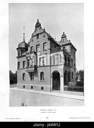 Wohnhaus in Esslingen a.N., Architekt H.Falch aus Esslingen, Stuttgart 1890, Wilhelm Kick, Einfache Neubauten Stockfoto