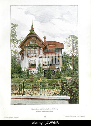 Wilhelm Kick, gegen Neubauten, Stuttgart 1890, Villa Im Grunewald Bei Berlin, Bismarck-Allee 33, Architekt Heinrich Seeling, Berlin Stockfoto