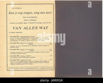 Dieser Titel bezieht sich auf die letzten Seiten einer Sammlung, wahrscheinlich eines Buches oder Dokuments, die eine Mischung von Inhalten enthalten. Der Begriff "Van alles Wat" weist auf eine Vielzahl von Themen hin, die im letzten Abschnitt behandelt werden. Stockfoto