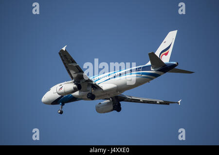 CHIANG MAI, THAILAND-29. April 2017: HS-PPN A319-100 der Bangkok Airway. Landung in Chiangmai Flughafen von Samui. Stockfoto