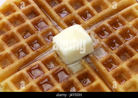 hausgemachte amerikanische Runde Waffeln mit butter Stockfoto