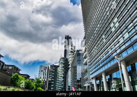 Ein Blick auf die moderne Architektur von Mailand City Downtown und seine Büro- und Wohngebäude Stockfoto