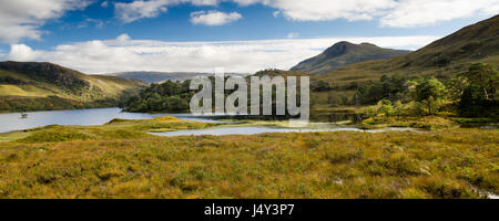 Die Berge der Torridon Hügel erheben sich von Loch Clair im Tal von Glen Torridon in den North West Highlands von Schottland. Stockfoto