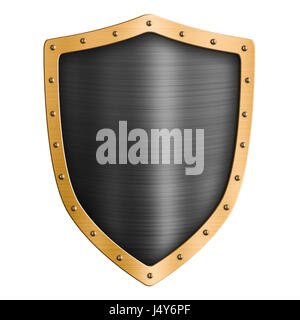 Goldmetall Schild isoliert 3D-Illustration Stockfoto