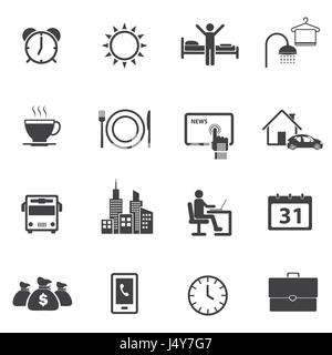 Zeit und tägliche Routine Icon-set Stock Vektor