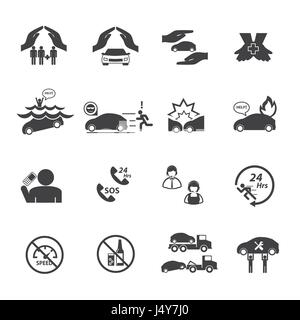 Auto Versicherung Icons Set. Stock Vektor