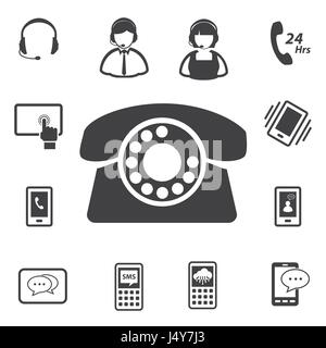 Call Center und Customer Service. Vektor-Icon-set Stock Vektor