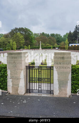 Erquinghem Soldatenfriedhof auf dem Somme Schlachtfeld von Nordfrankreich Stockfoto