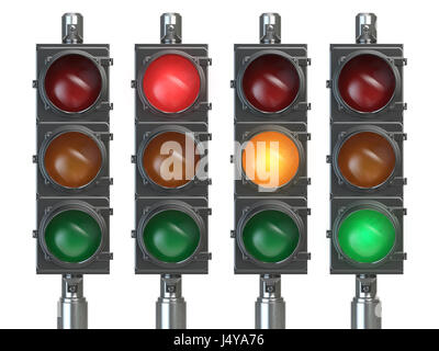 Ampeln isoliert auf weißem Hintergrund. 3D illustration Stockfoto
