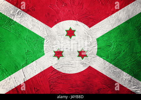 Grunge Burundi Fahne. Burundi Fahne mit Grunge-Textur. Stockfoto