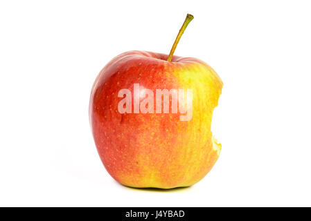 Angebissene Apfel isoliert auf weißem Hintergrund mit Beschneidungspfad Stockfoto