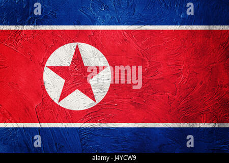 Grunge Nordkorea Fahne. Nord Korea Flagge mit Grunge-Textur. Stockfoto
