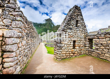 Machu Picchu, Peru - Ruinen der Inka-Reiches Stadt, in der Region Cusco, erstaunliche Ort in Südamerika. Stockfoto