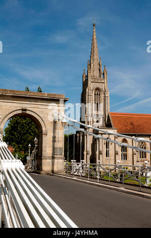 All Saints Church von der Hängebrücke, Marlow, Buckinghamshire, England, UK Stockfoto